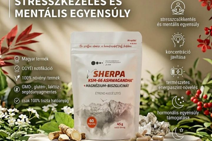 vSherpa KSM-66 Ashwagandha + Magnézium-biszglicinát étrend-kiegészítő - a mentális és fizikai teljesítmény támogatására - 60 db
