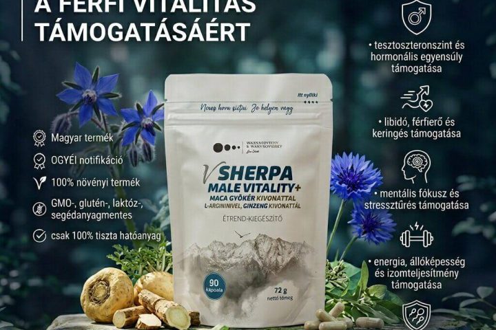 vSherpa Male Vitality+ étrend-kiegészítő- a férfi vitalitás támogatásáért - 90 db