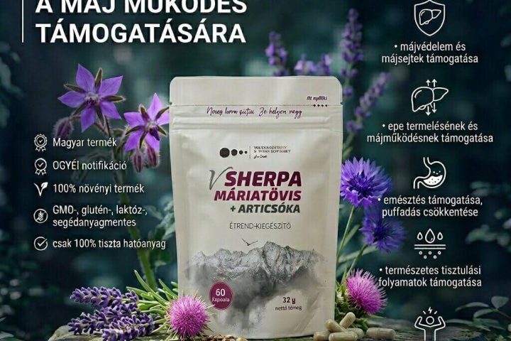 vSherpa Máriatövis + Articsóka étrend-kiegészítő - a máj támogatására - 60 db